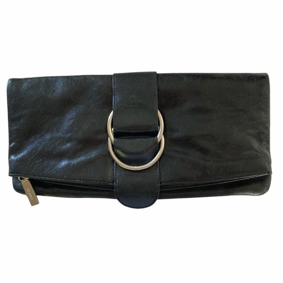 Hobo International Black Leather Fold-over Clutch - Picture 1 of 12